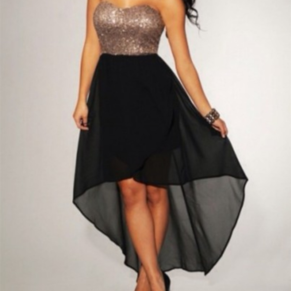 Women’s Y2K Black Chiffon High-Low Skirt Medium, Sheer Layered Festival Ready